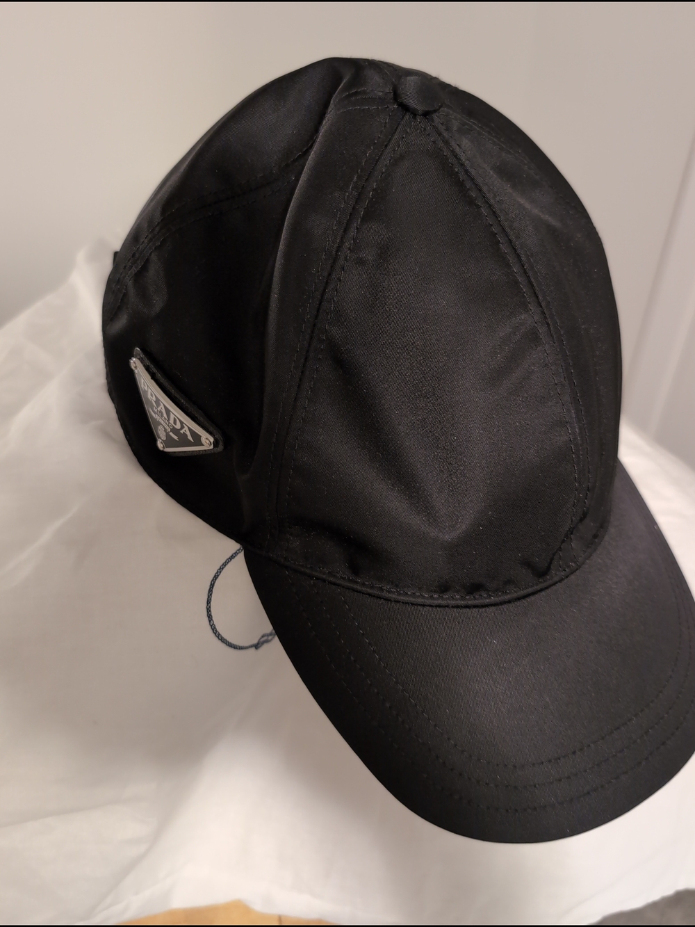 Prada Black Re-Nylon Cap with Logo Triangle